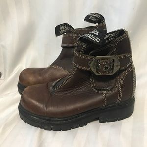 London Underground 90s buckle leather boots